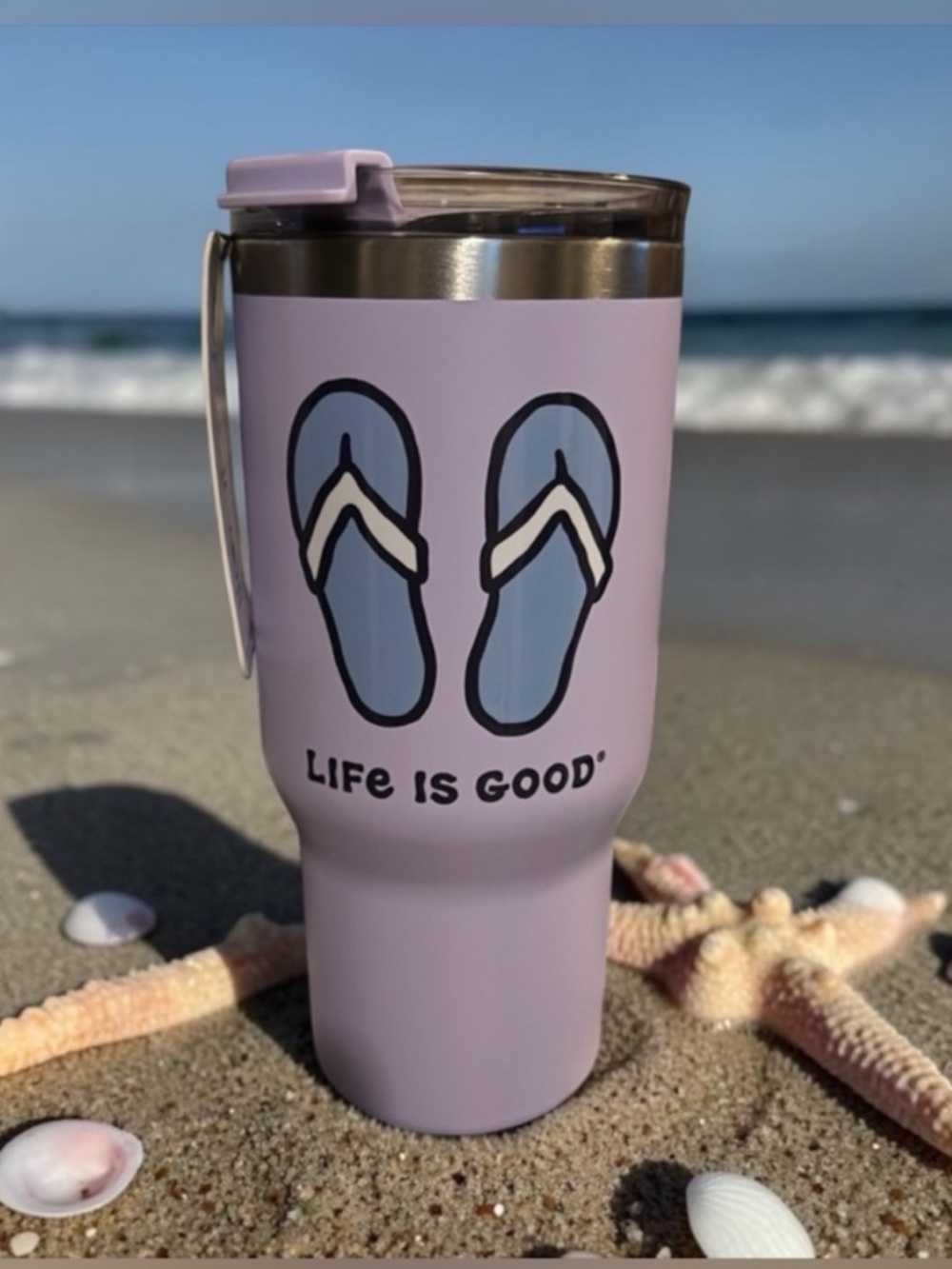 Life Is Good Lavender Flip Flop Tumbler